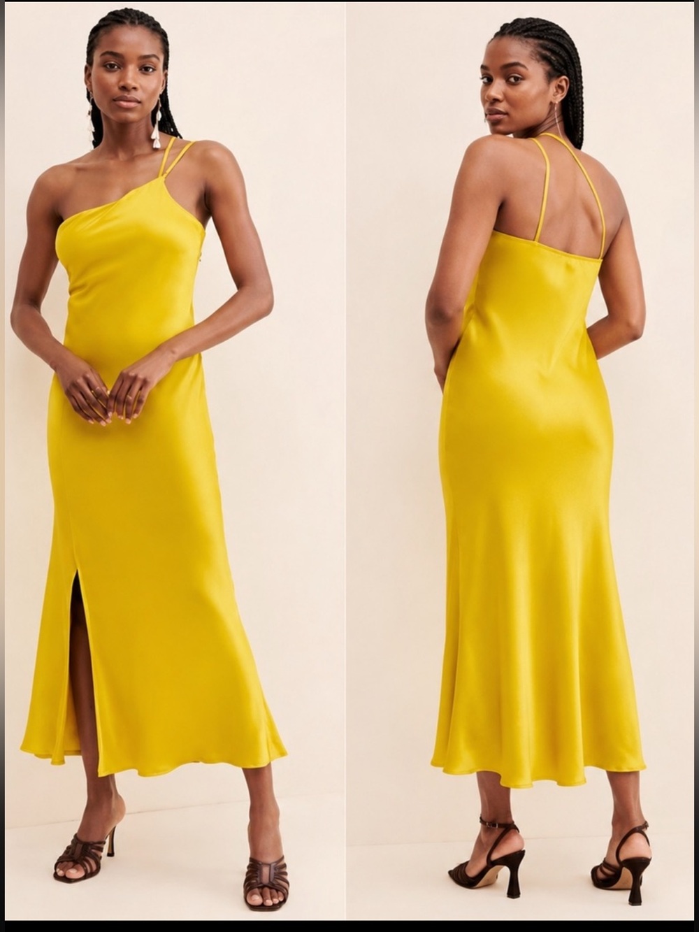 BL-NK London Lime Satin One Shoulder Maxi Dress NWT Sizes S & 8
